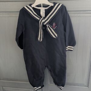 Navy Sailor Kids Footie with Anchor Detail